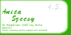 anita szecsy business card